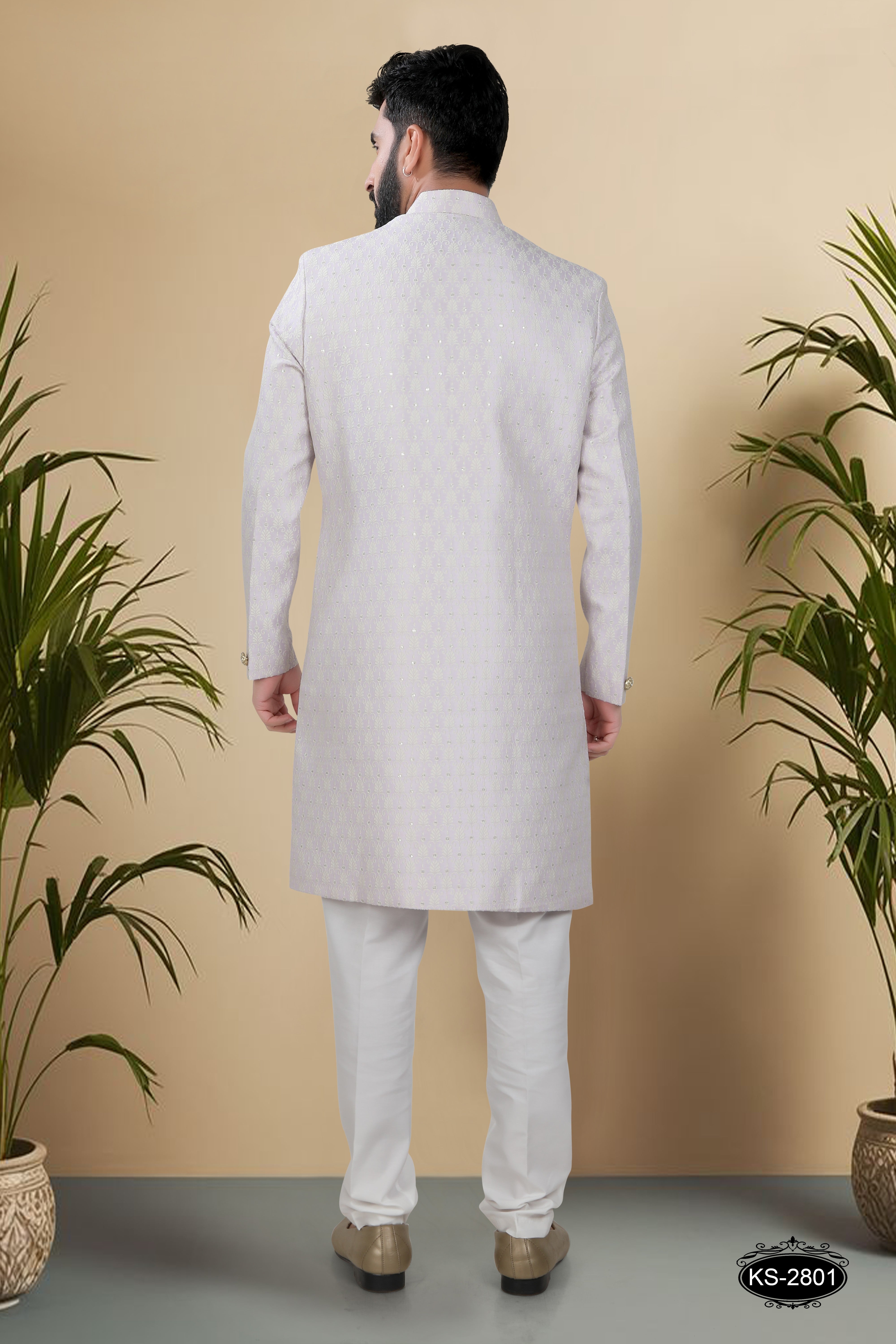 LIGHT-PURPLE HUE INDO-WESTERN SET WITH SELF-DESIGN FOR EVERY FESTIVITY