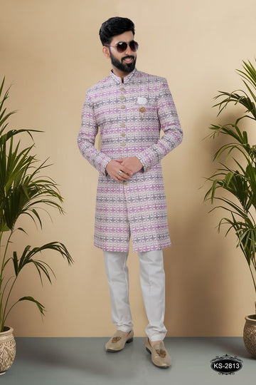 INDO-WESTERN SET IN PINK TONE WITH THREAD EMBROIDERY ALL-OVER