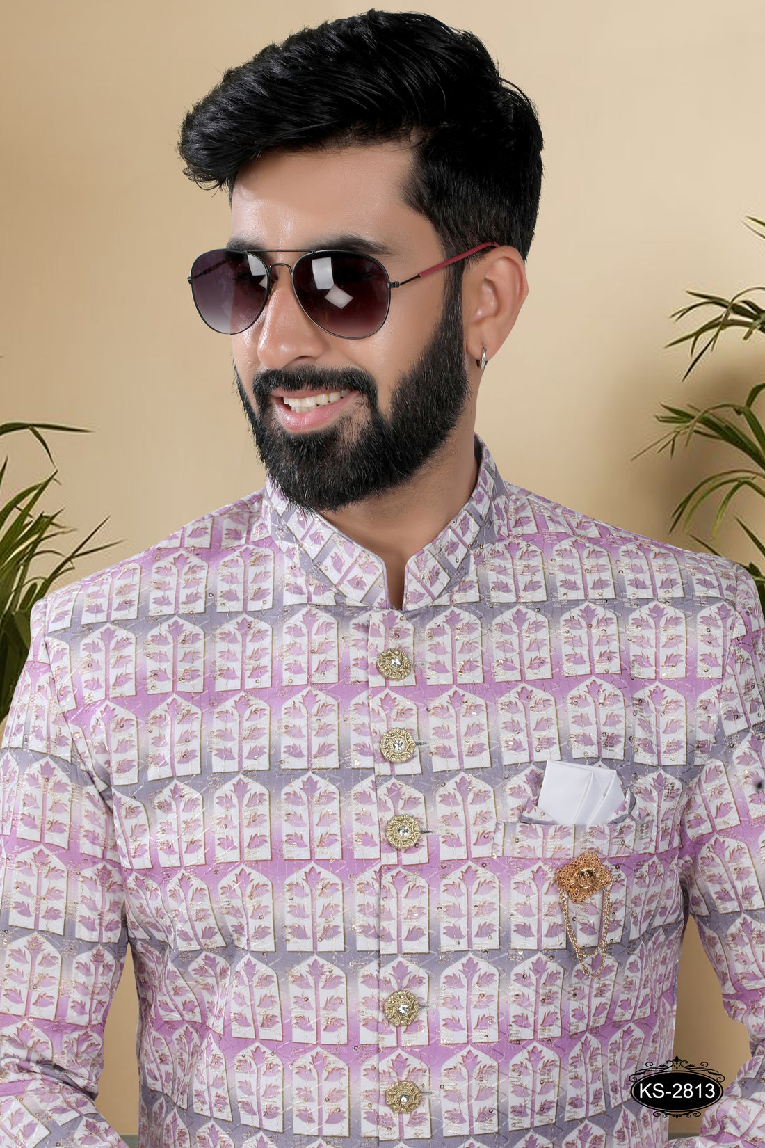 INDO-WESTERN SET IN PINK TONE WITH THREAD EMBROIDERY ALL-OVER