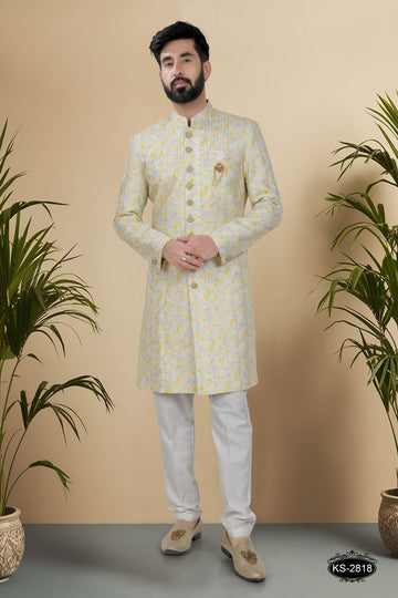 YELLOW HUE INDO-WESTERN SET WITH THREAD EMBROIDERY ALL-OVER FOR EVERY OCCASIONS