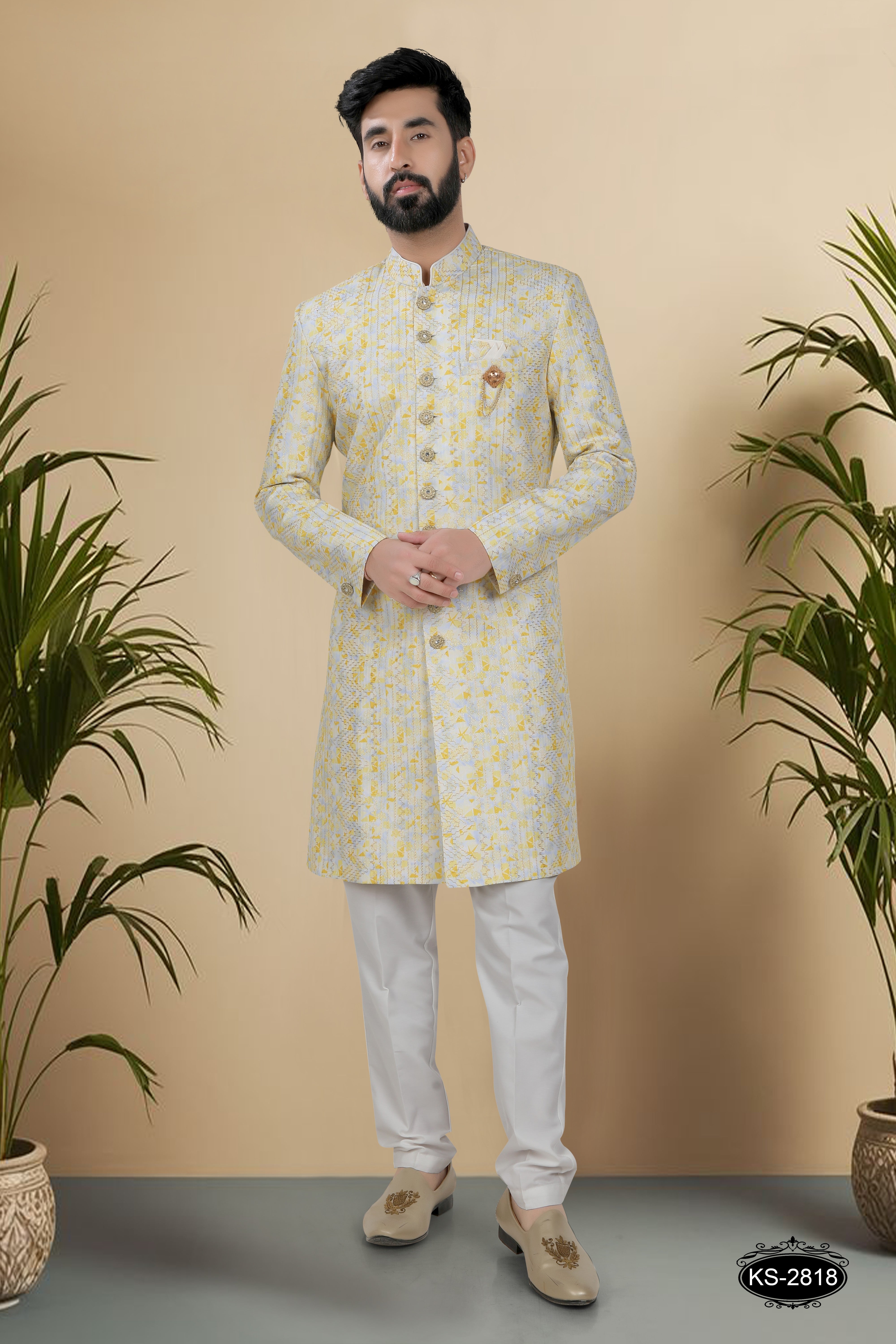 YELLOW HUE INDO-WESTERN SET WITH THREAD EMBROIDERY ALL-OVER FOR EVERY OCCASIONS