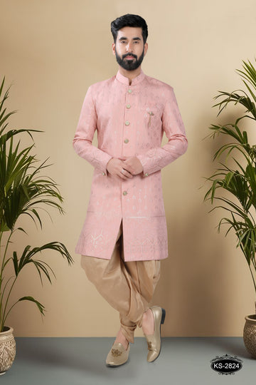 PINK HUE INDO-WESTERN SET WITH HEAVY PANEL & THREAD EMBROIDERY ALL-OVER