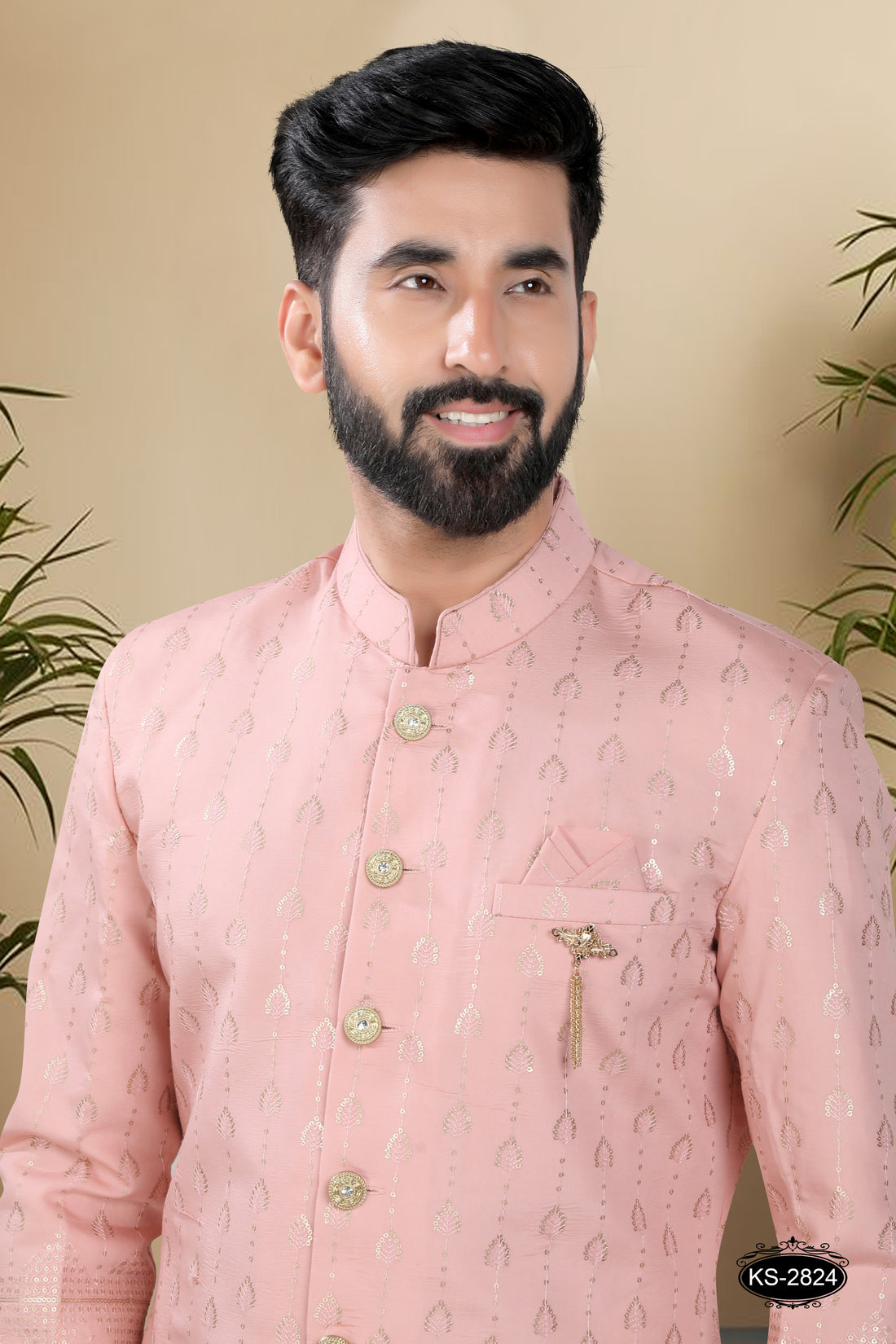 PINK HUE INDO-WESTERN SET WITH HEAVY PANEL & THREAD EMBROIDERY ALL-OVER
