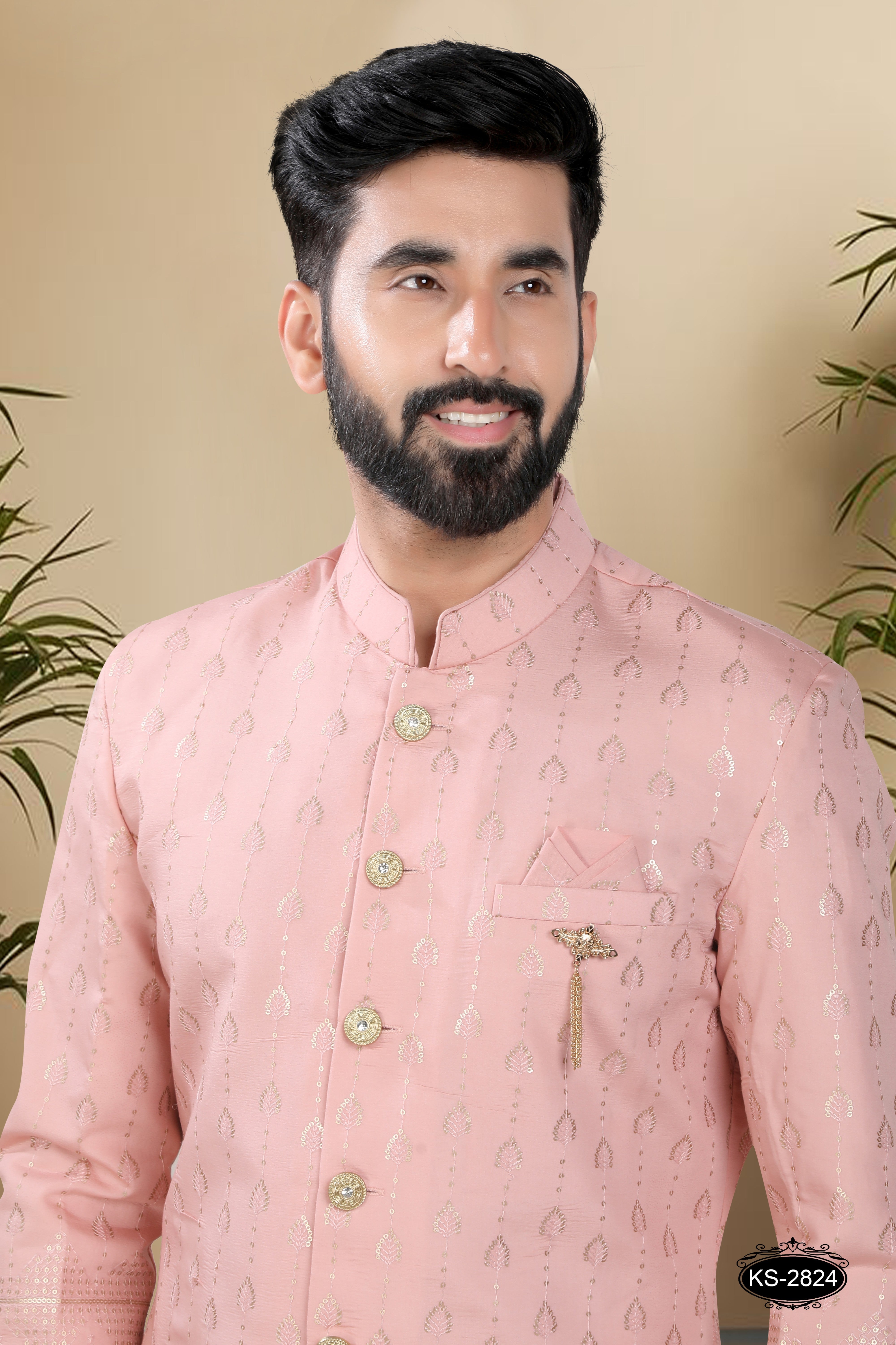 PINK HUE INDO-WESTERN SET WITH HEAVY PANEL & THREAD EMBROIDERY ALL-OVER