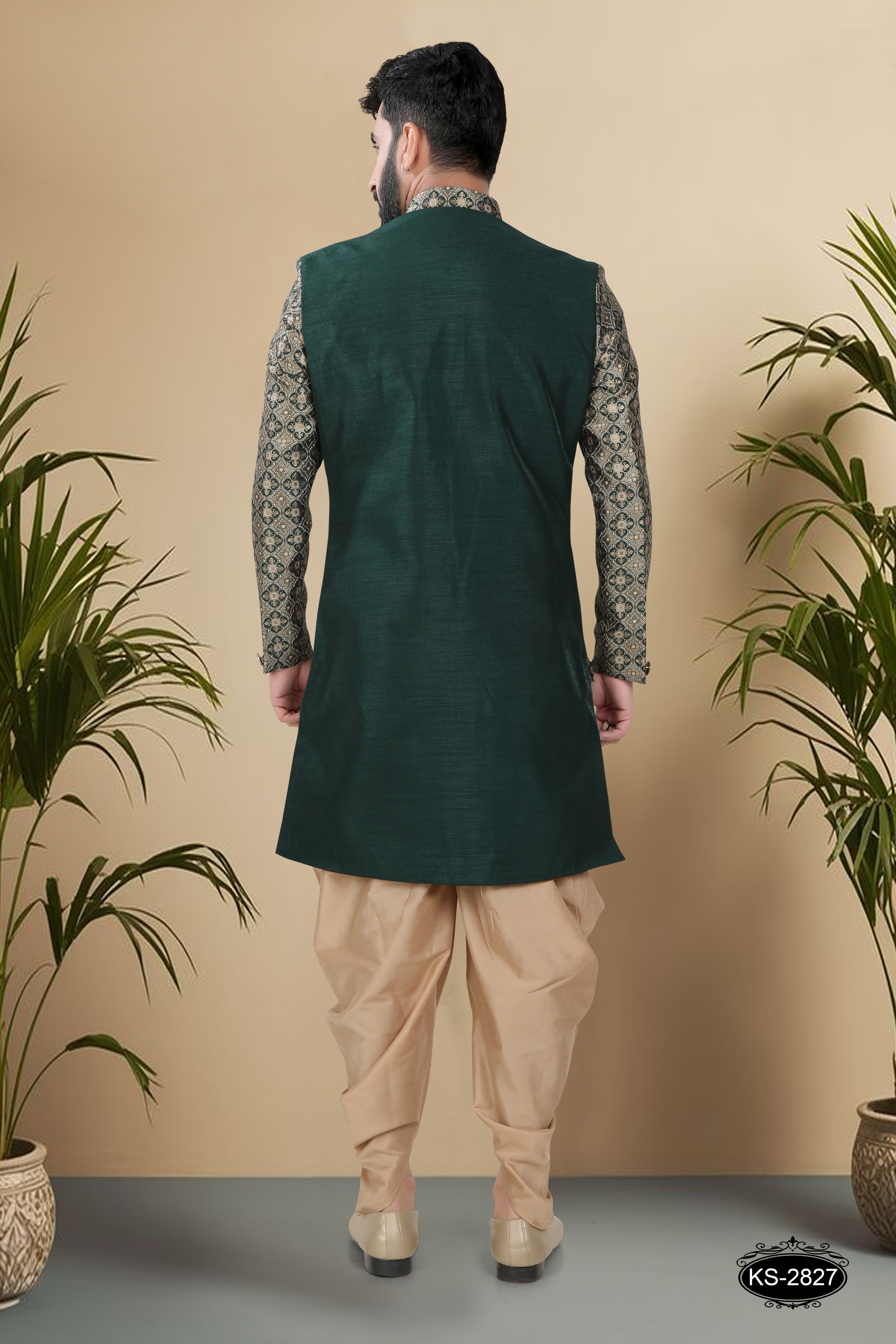 UNIQUE STYLE  IN GREEN HUE INDO-WESTERN SET FOR EVERY FESTIVITY