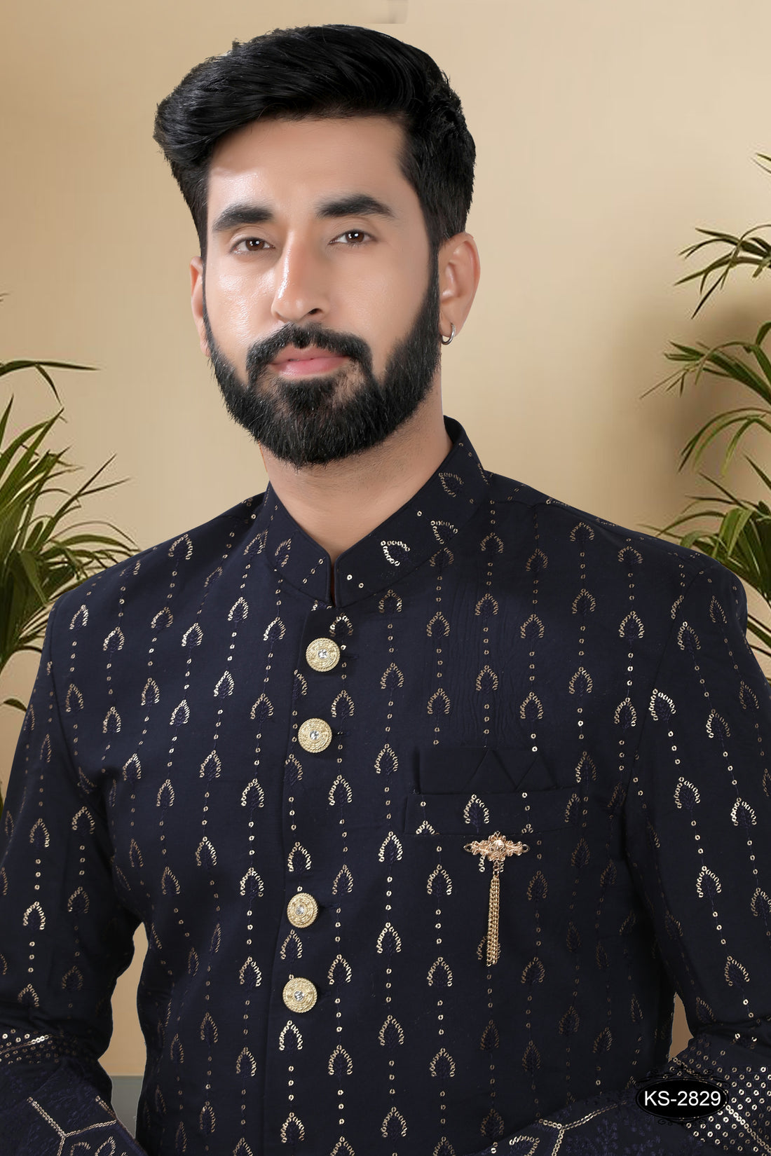 INDO-WESTERN SET IN BLUE HUE WITH THREAD EMBROIDERY ALL-OVER & HEAVY PANEL