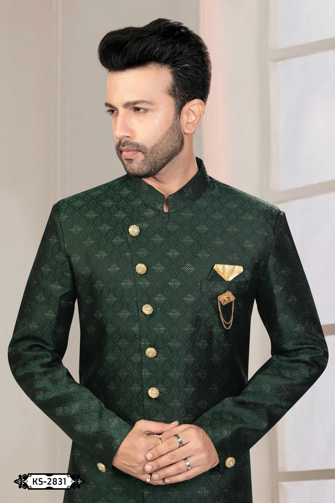 GREEN TONE INDO-WESTERN SET WITH SELF-DESIGN FOR EVERY OCCASIONS