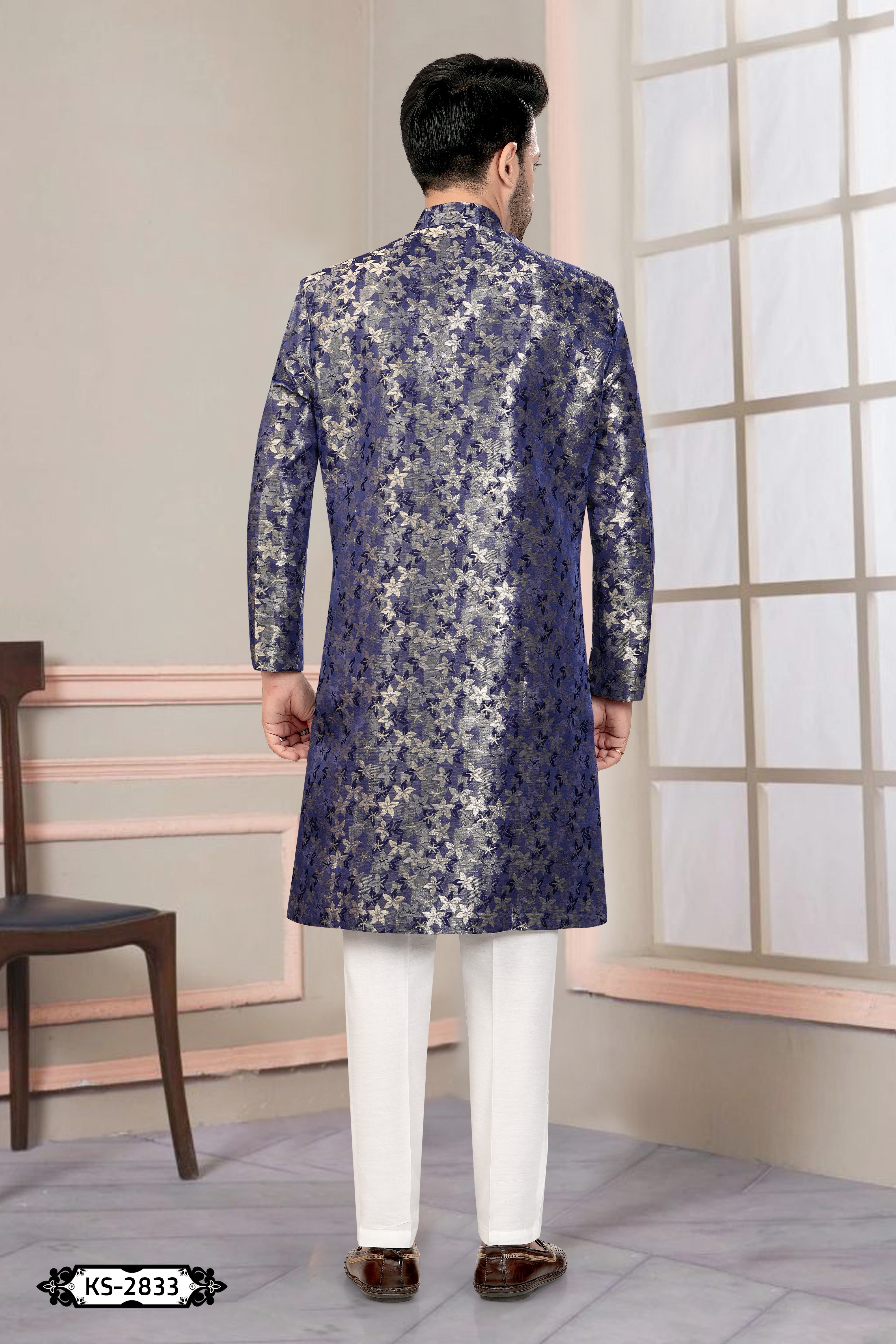 PURPLE TONE INDO-WESTERN SET WITH SELF-DESIGN FOR EVERY CEREMONIES