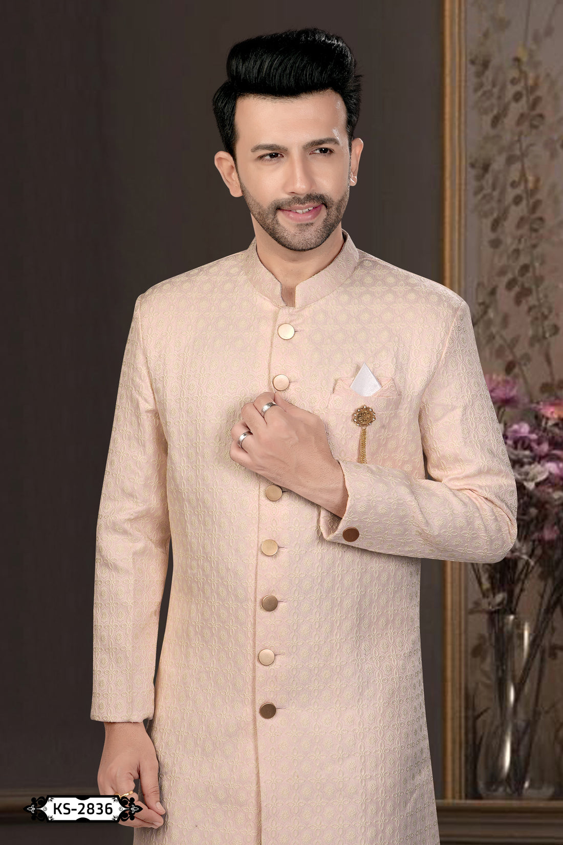 BABY-PINK HUE INDO-WESTERN SET WITH SELF-DESIGN FOR EVERY OCCASIONS