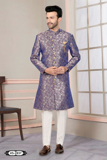 LIGHT-PURPLE HUE INDO-WESTERN SET IN UNIQUE PATTERN