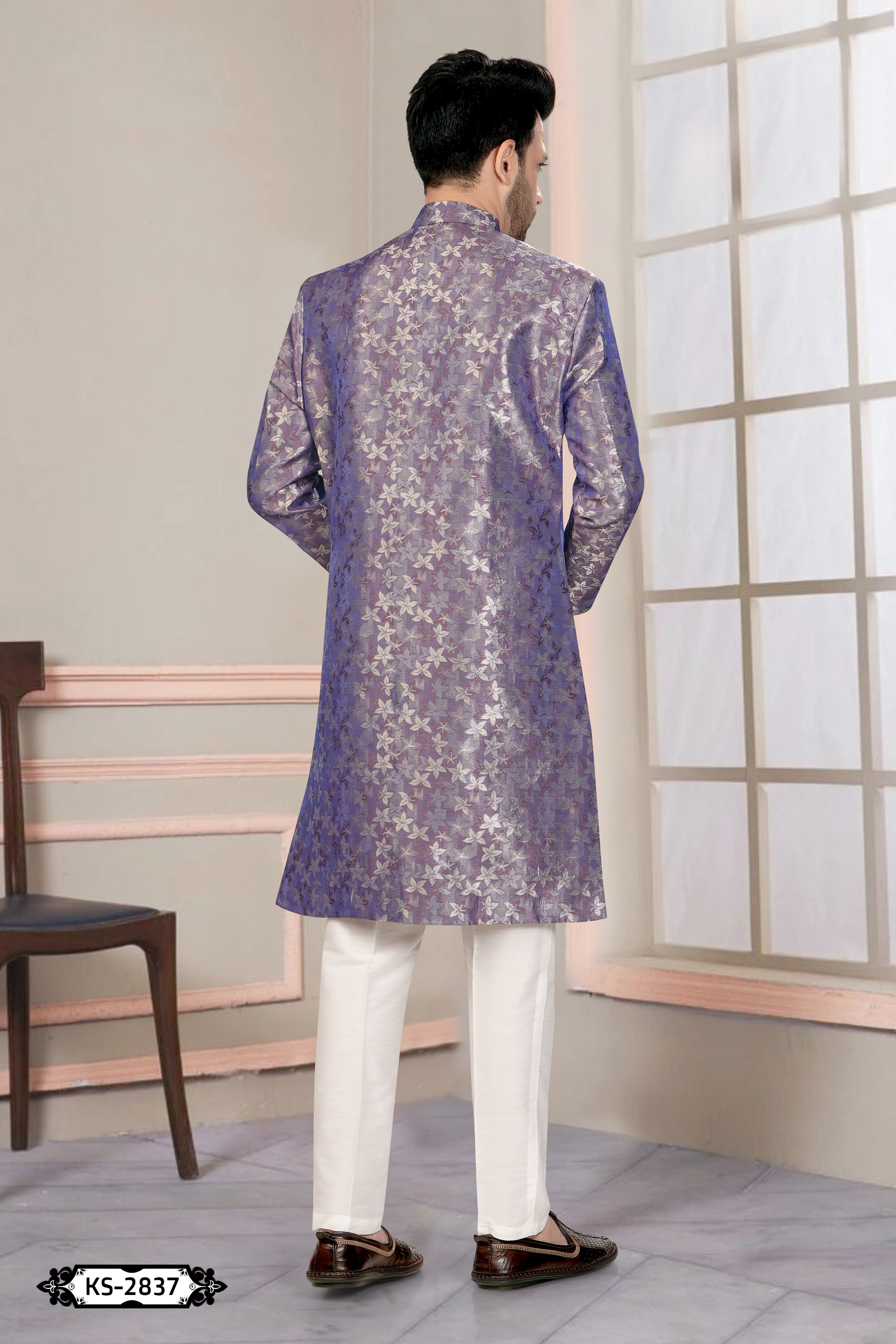 LIGHT-PURPLE HUE INDO-WESTERN SET IN UNIQUE PATTERN