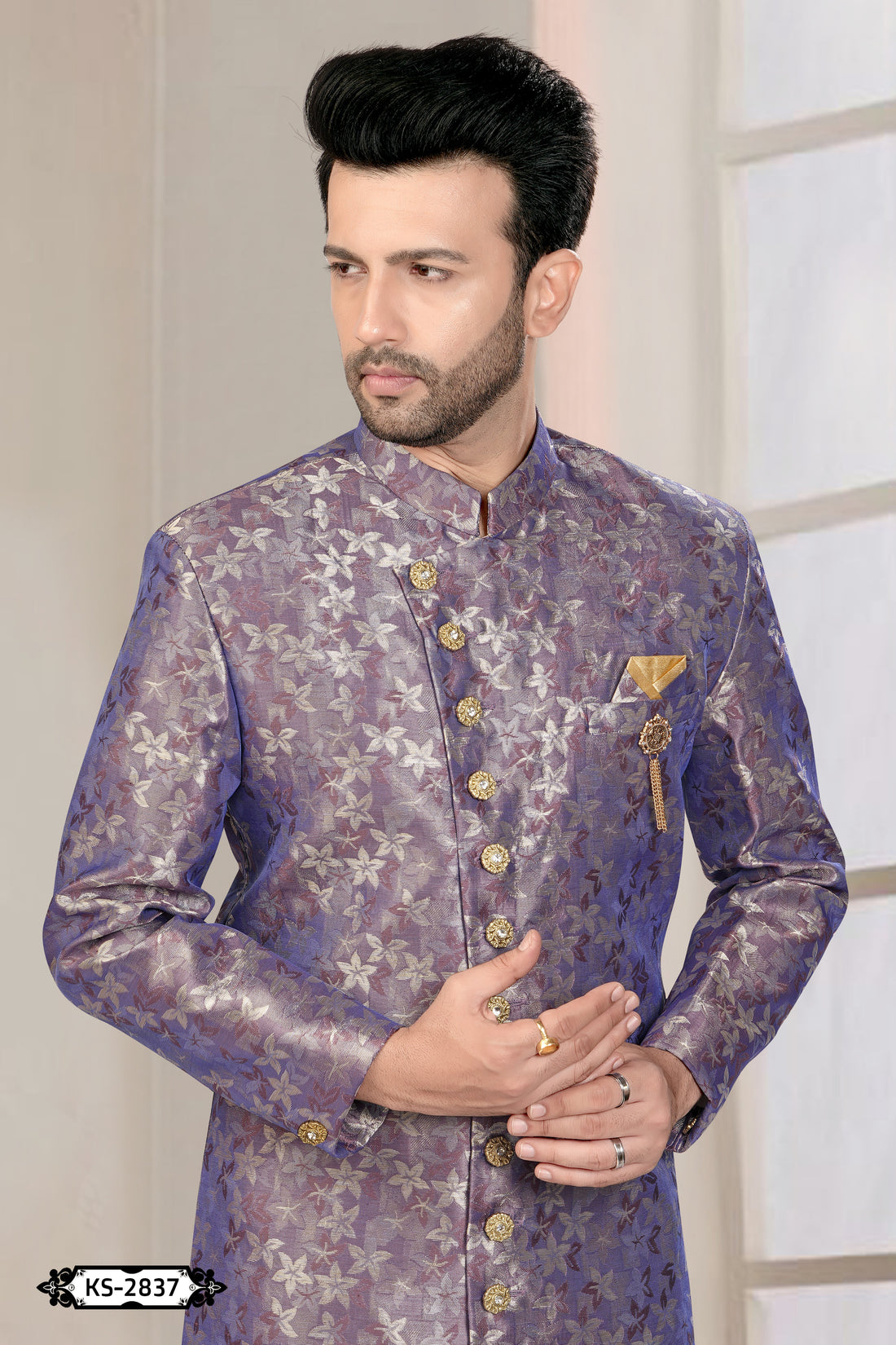 LIGHT-PURPLE HUE INDO-WESTERN SET IN UNIQUE PATTERN