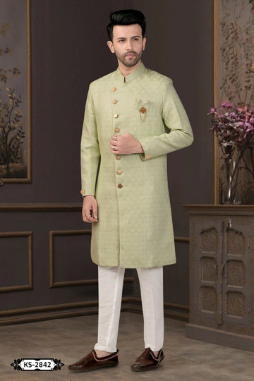 INDO-WESTERN SET IN GREEN TONE WITH UNIQUE-STYLE