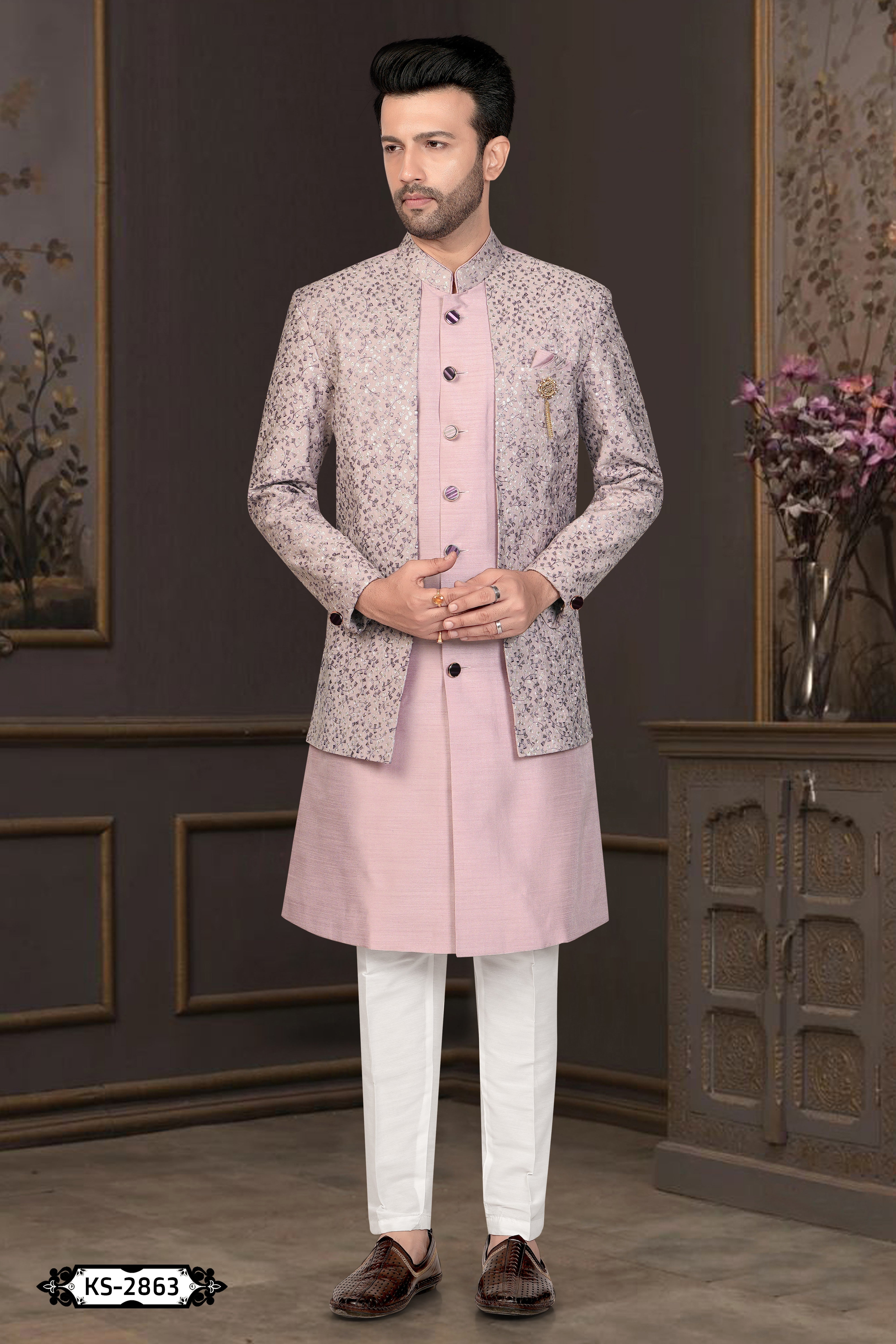 ONION-PINK HUE INDO-WESTERN SET IN UNQUE STYLE FOR EVERY OCCASIONS