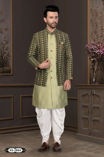 UNIQUE STYLE INDO-WESTERN SET IN GREEN HUE FOR EVERY OCCASIONS