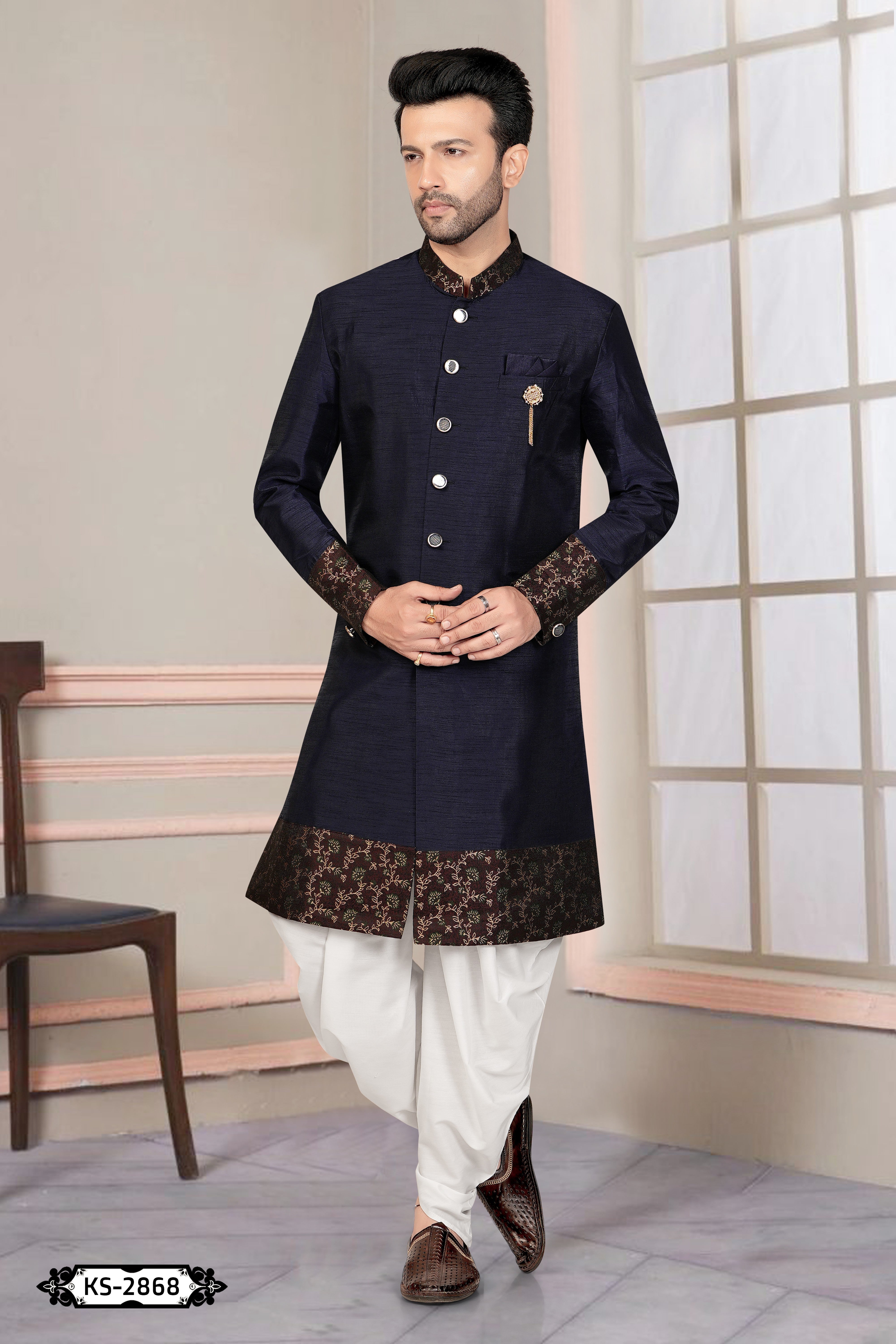 INDO-WESTERN SET IN BLUE TONE WITH DESIGNER PATTA FOR EVERY OCCASIONS