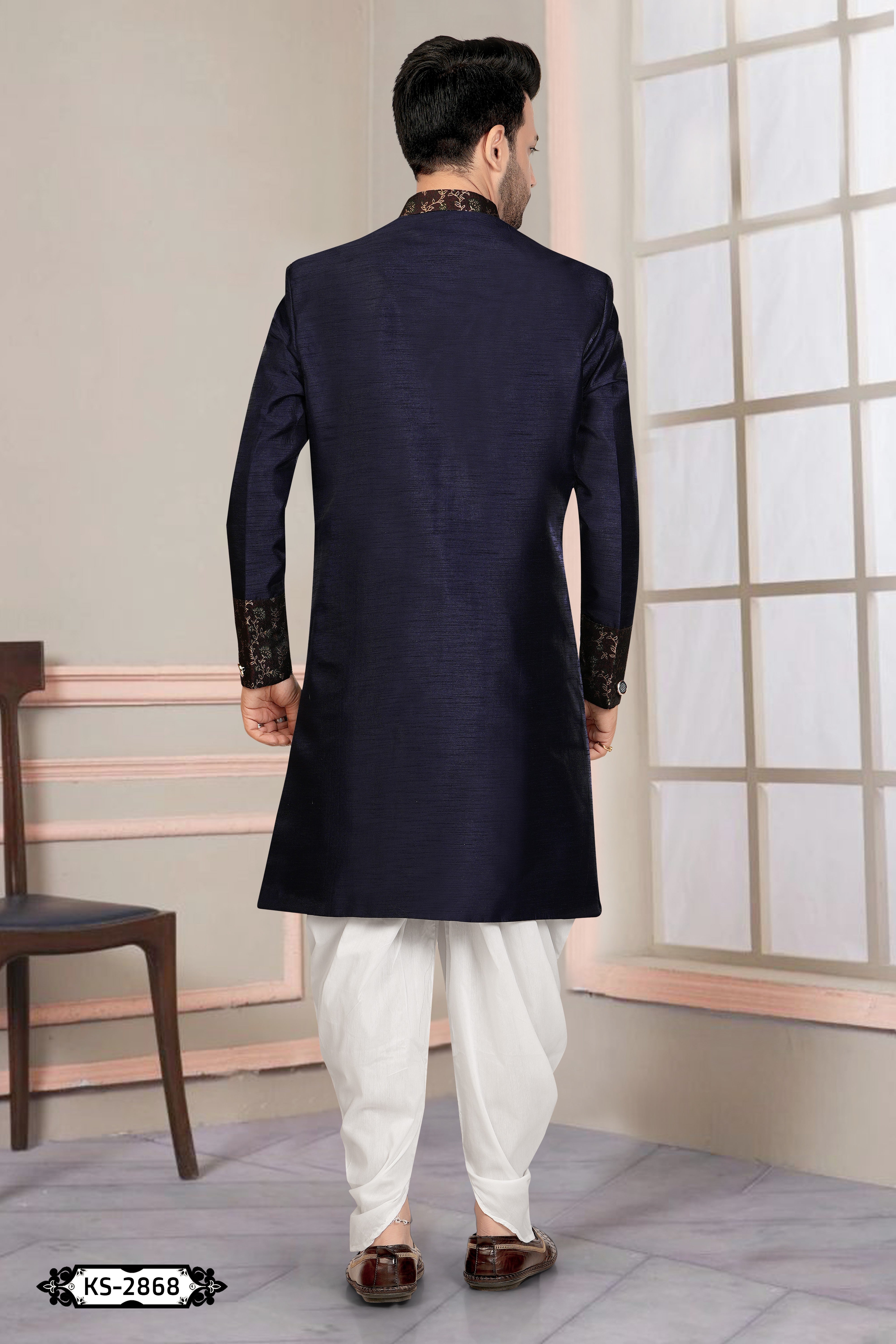 INDO-WESTERN SET IN BLUE TONE WITH DESIGNER PATTA FOR EVERY OCCASIONS