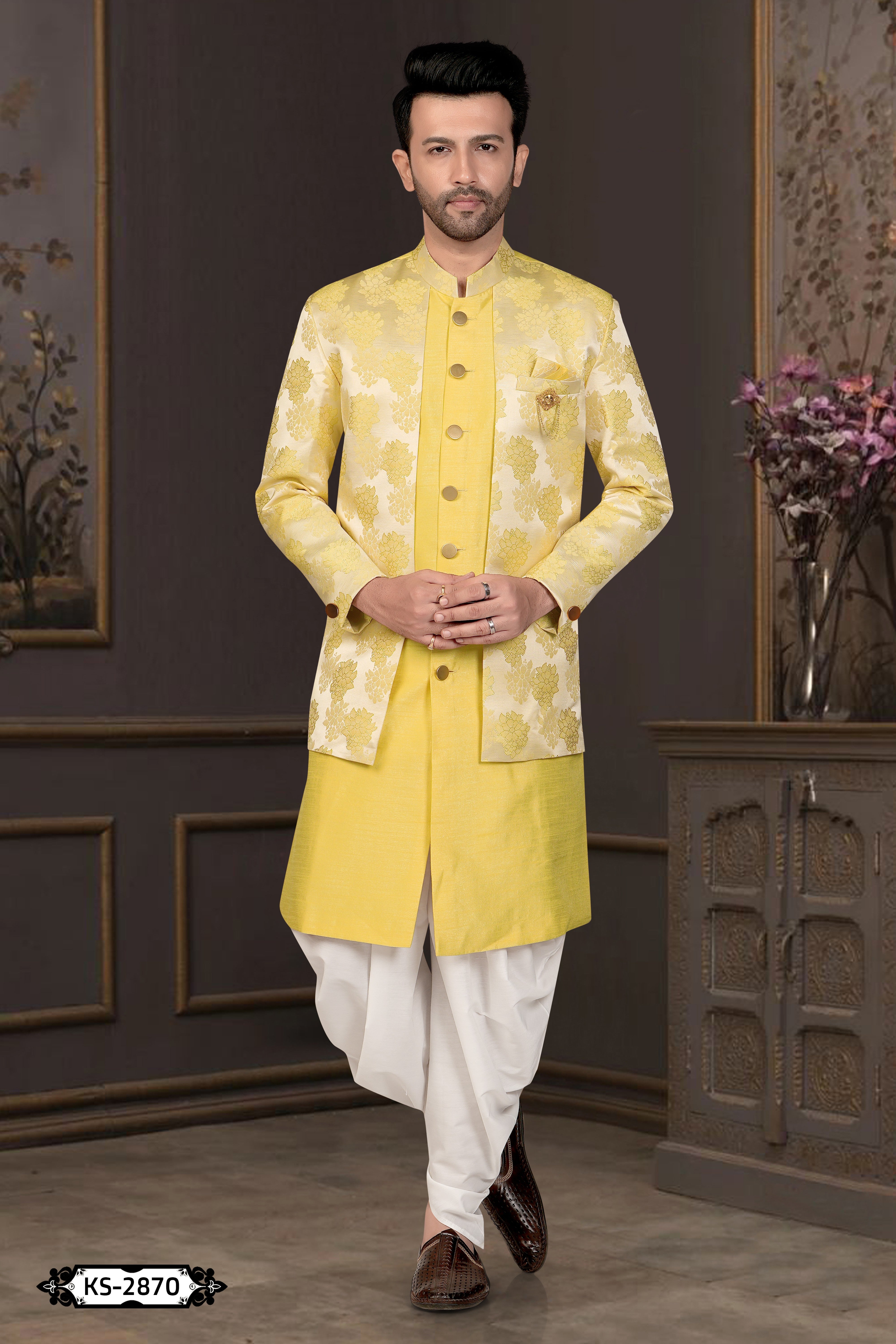 UNIQUE STYLE INDO-WESTERN SET IN YELLOW TONE FOR EVERY OCCASIONS
