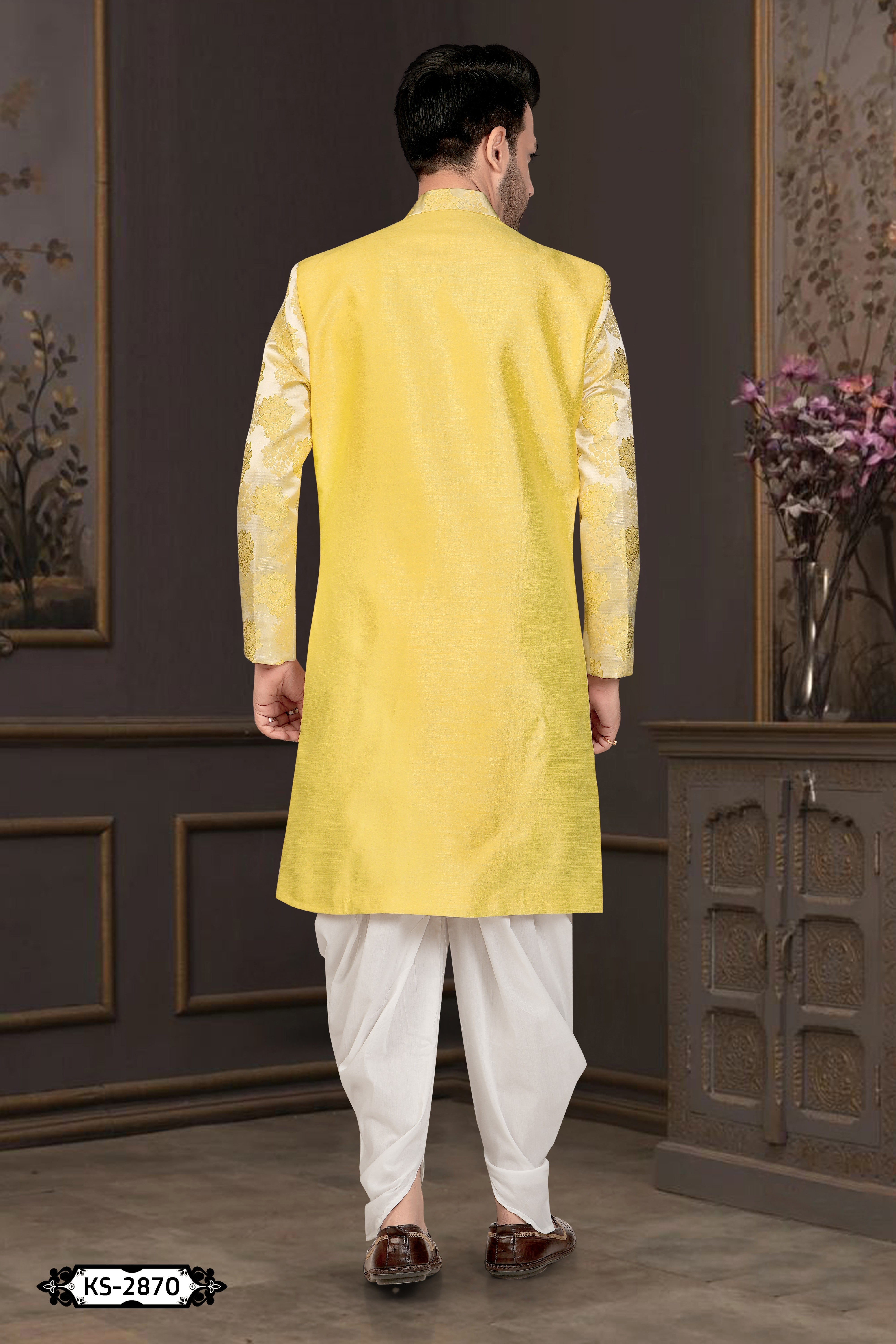 UNIQUE STYLE INDO-WESTERN SET IN YELLOW TONE FOR EVERY OCCASIONS