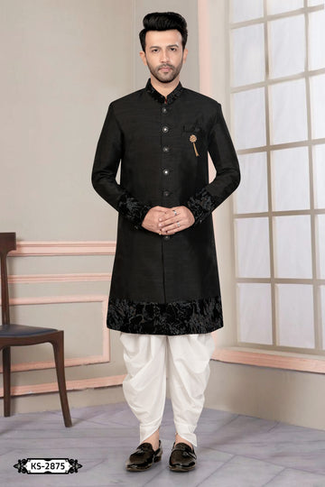 INDO-WESTERN SET IN BLACK TONE WITH DESIGNER PATTA