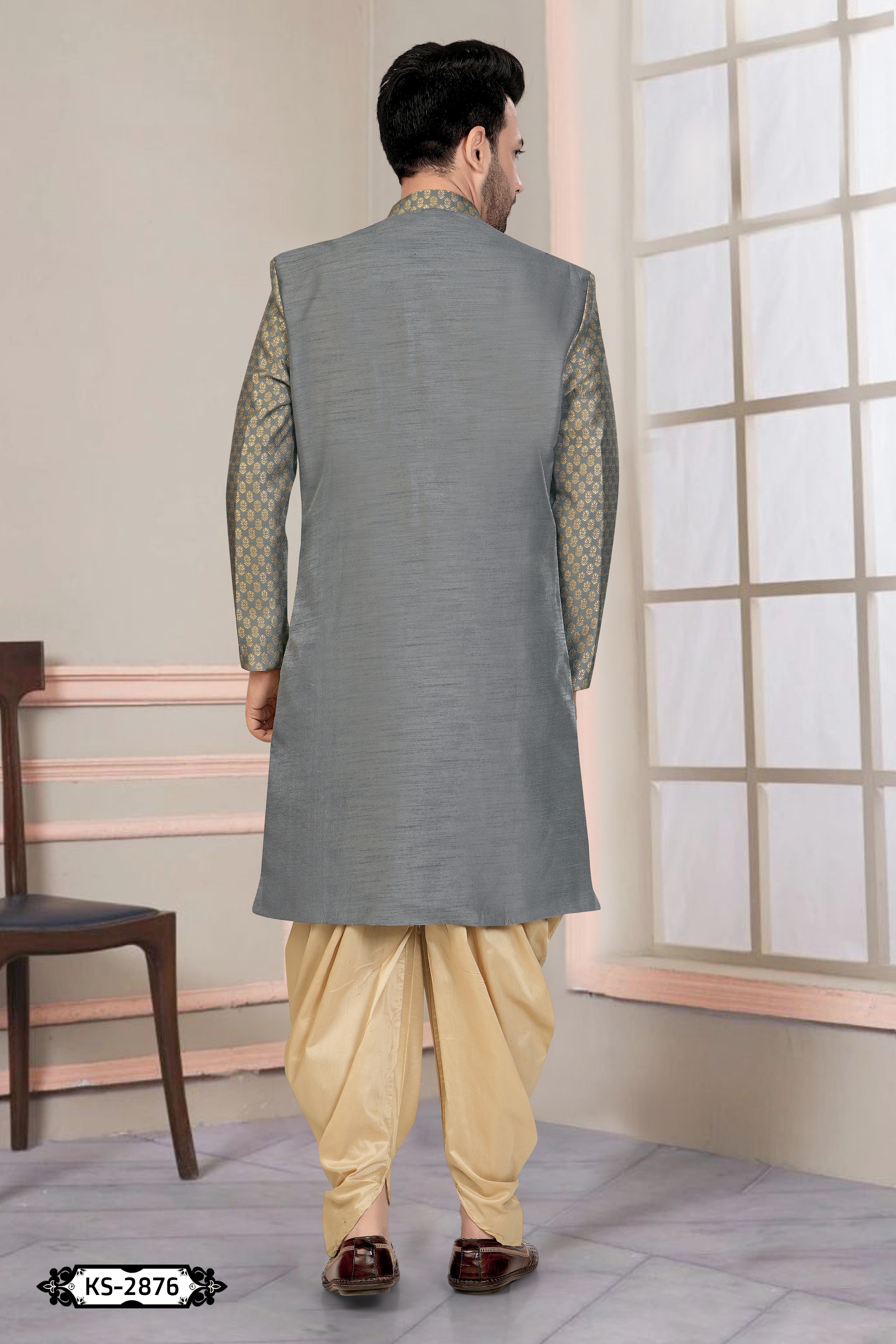 DESIGNER STYLE  INDO-WESTERN SET IN GREY TONE FOR EVERY OCCASIONS