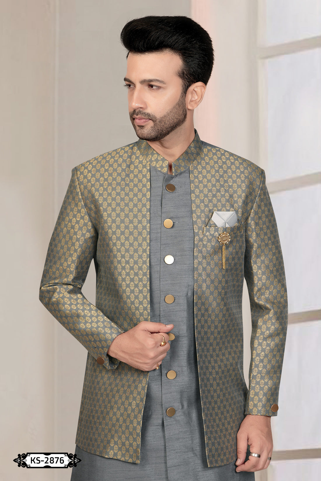 DESIGNER STYLE  INDO-WESTERN SET IN GREY TONE FOR EVERY OCCASIONS