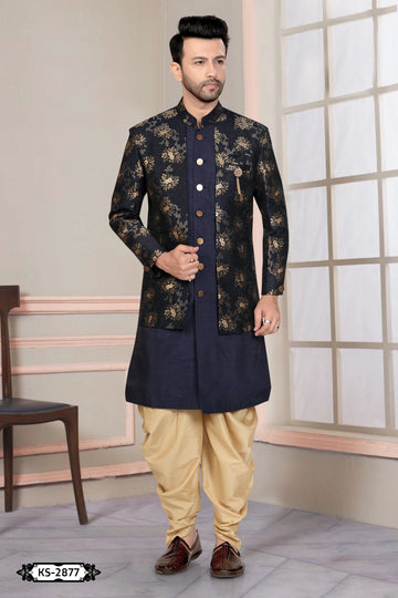 INDO-WESTERN IN BLUE HUE WITH UNIQUE PATTERN FOR EVERY OCCASIONS