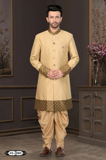 INDO-WESTERN SET WITH DESIGNER PATTA IN GOLD TONE FOR EVERY OCCASIONS
