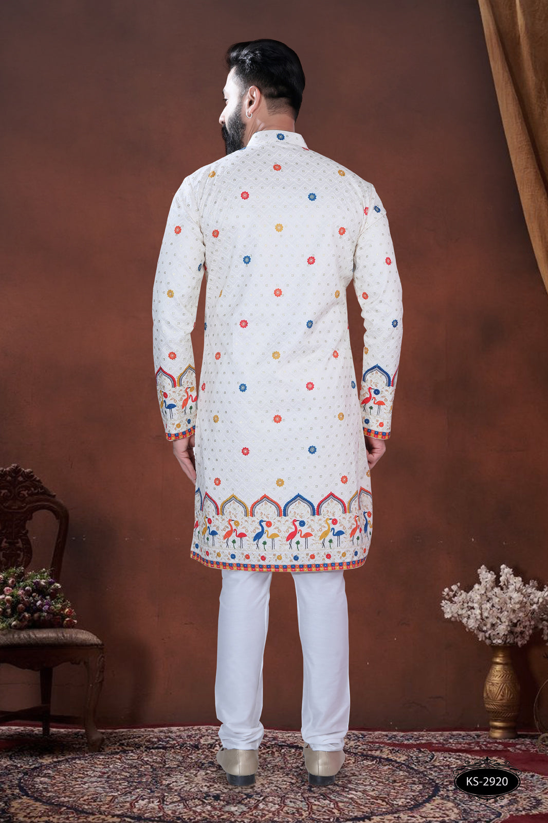 WHITE KURTA SET WITH DESIGNER PANEL & ASTER FOR EVERY CELEBRATIONS