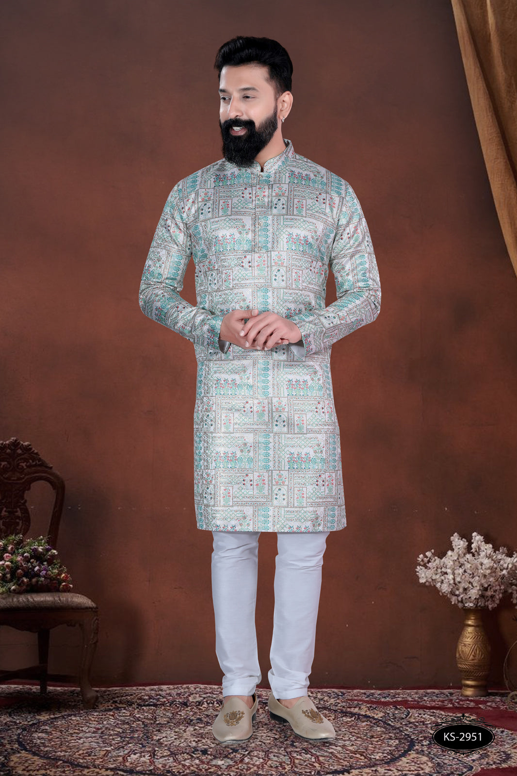 PRINTED GREEN TONE KURTA WITH ASTER FOR EVERY FESTIVITY