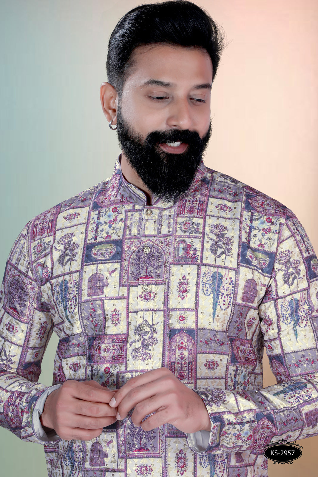 ALL-OVER PRINTED KURTA WITH ASTER FOR EVERY FESTIVITY