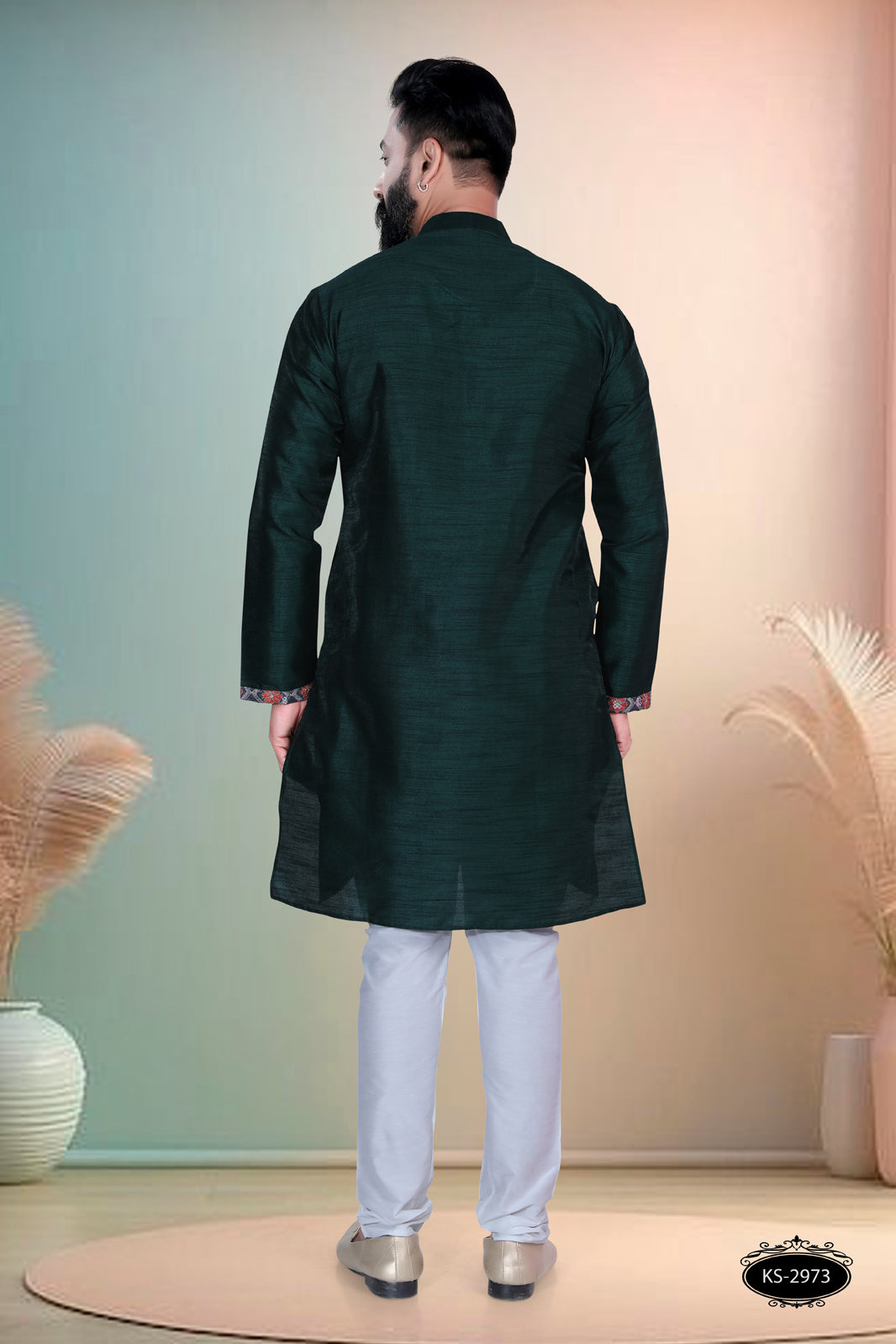 DEEP-GREEN HUE KURTA WITH DESIGNER PATTA FOR EVERY ETHNIC WEAR