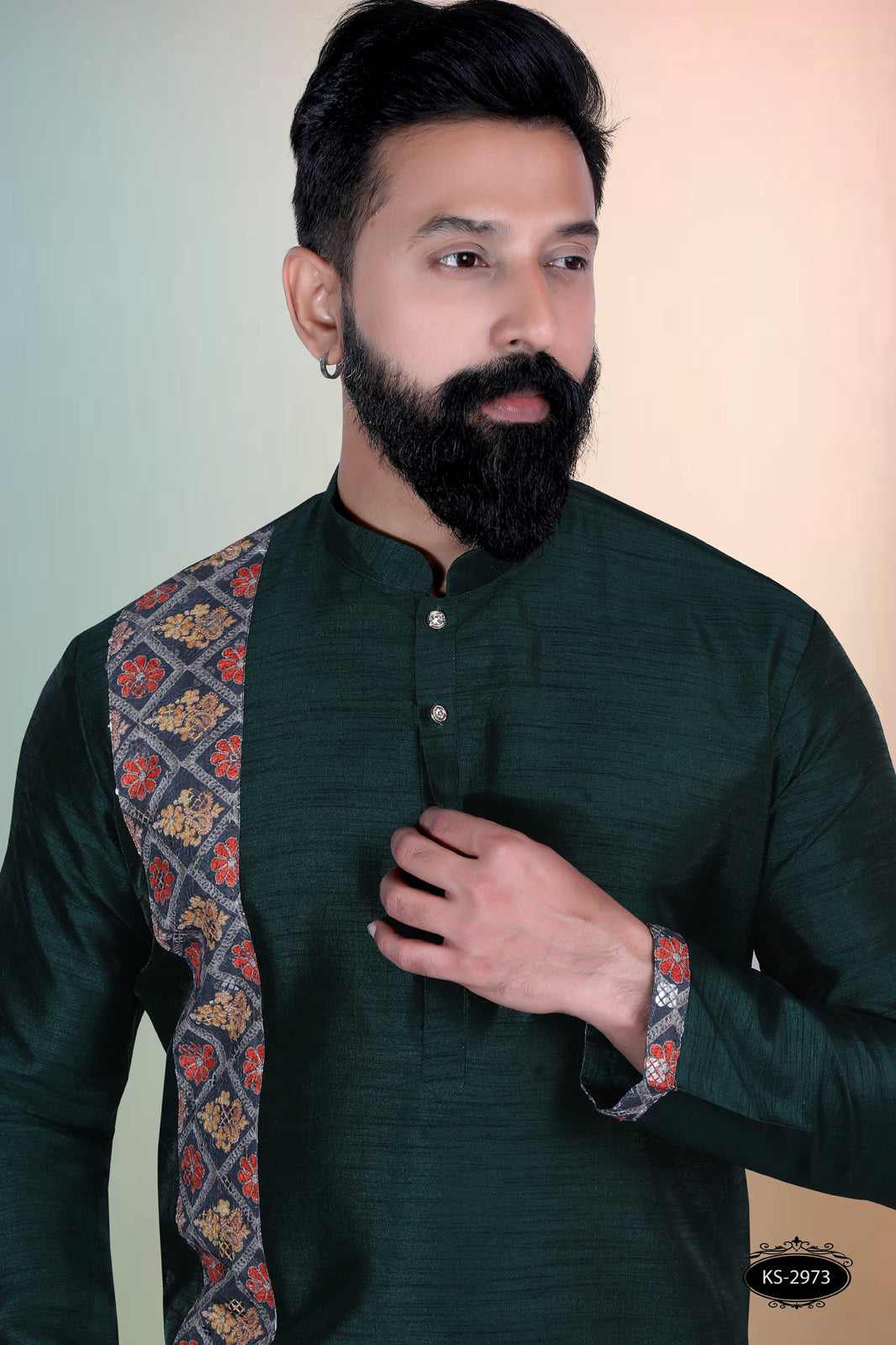 DEEP-GREEN HUE KURTA WITH DESIGNER PATTA FOR EVERY ETHNIC WEAR