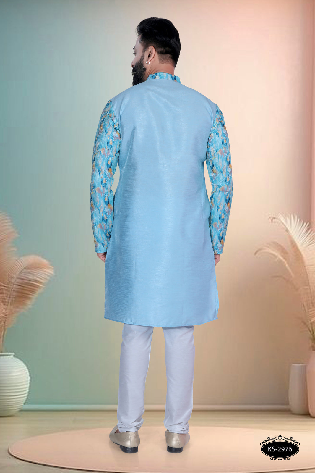 BLUE HUE KURTA WITH DESIGNER SLEEVES FOR EVERY ETHNIC WEAR