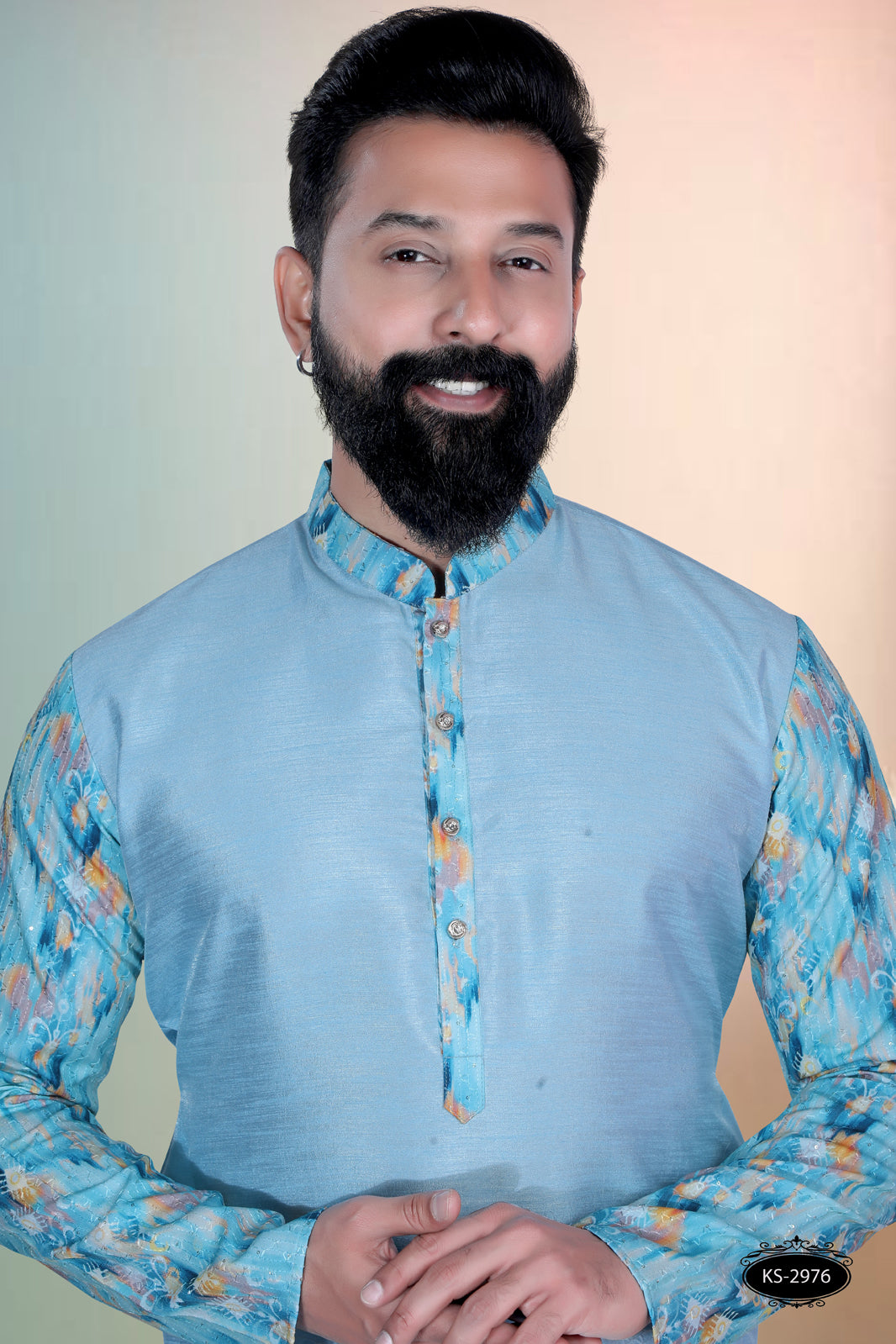 BLUE HUE KURTA WITH DESIGNER SLEEVES FOR EVERY ETHNIC WEAR