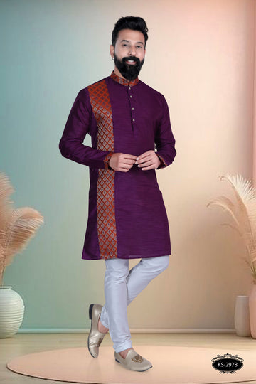 PURPLE HUE KURTA WITH DESIGNER PATTA FOR EVERY ETHNIC WEAR