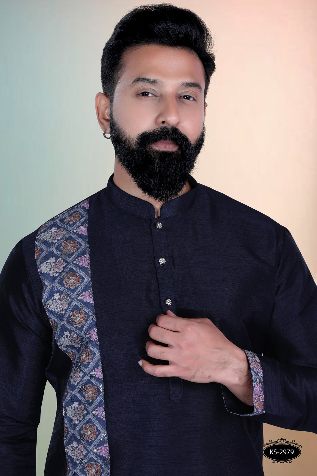DEEP-BLUE HUE KURTA WITH DESIGNER PATTA FOR EVERY ETHNIC WEAR