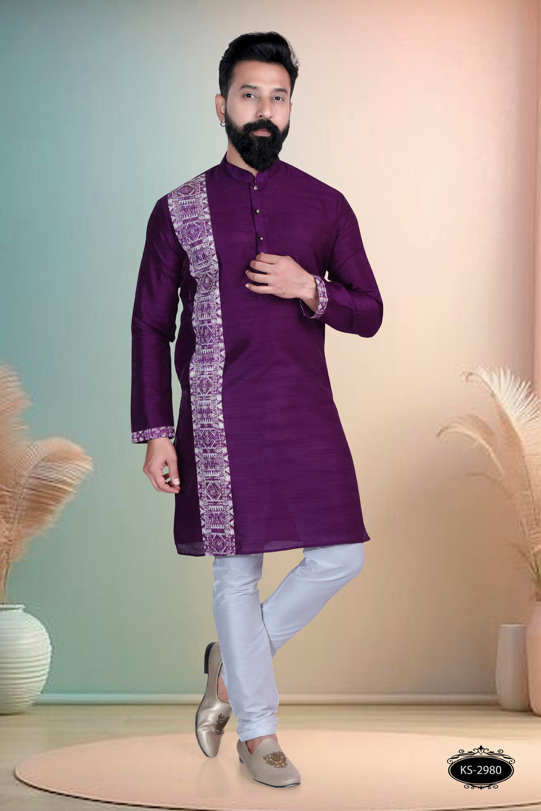 PURPLE HUE KURTA WITH DESIGNER PATTA FOR EVERY ETHNIC WEAR