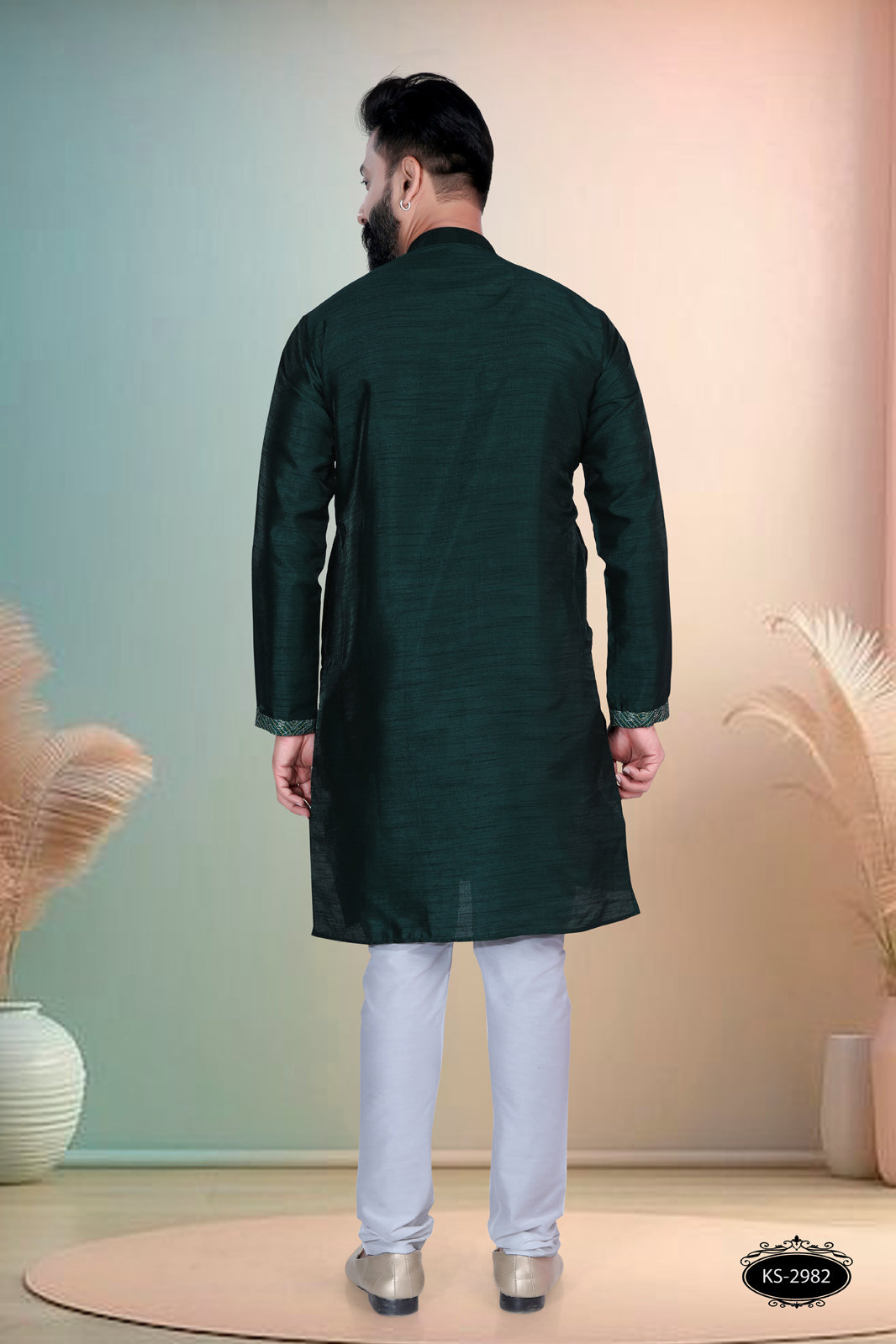 DEEP-GREEN HUE KURTA WITH DESIGNER PATTA FOR EVERY ETHNIC WEAR
