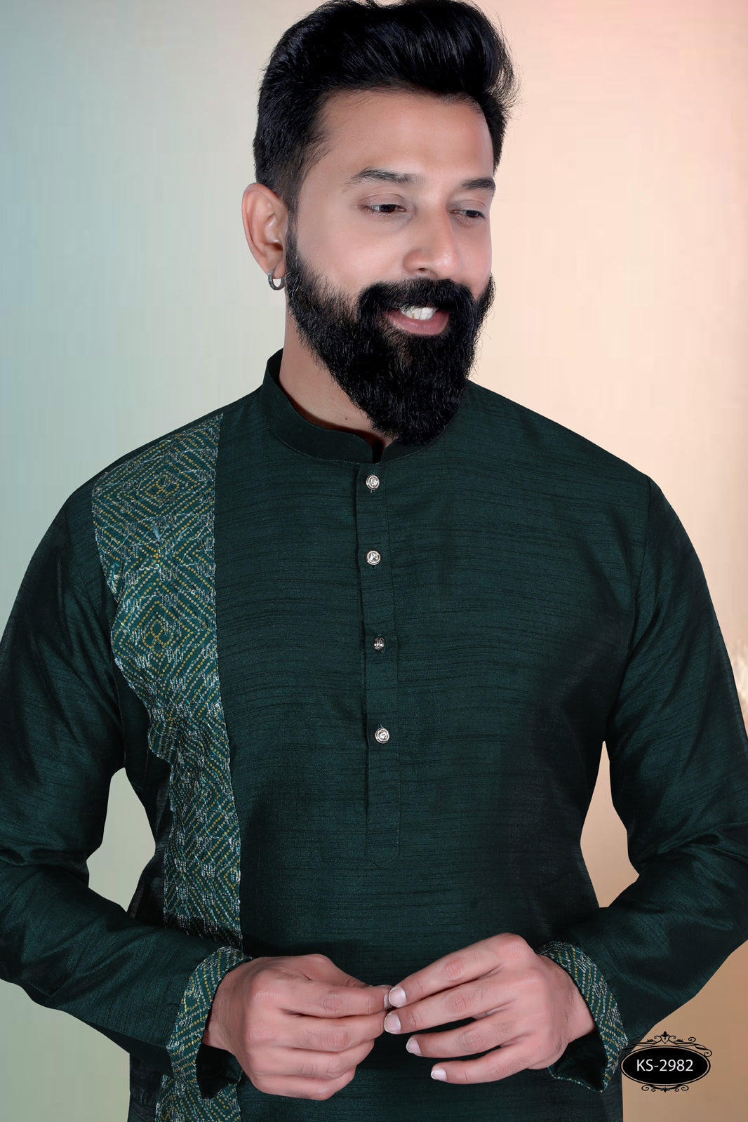 DEEP-GREEN HUE KURTA WITH DESIGNER PATTA FOR EVERY ETHNIC WEAR