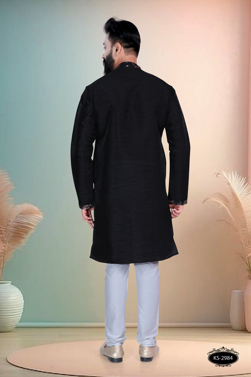BLACK HUE KURTA WITH DESIGNER PATTA FOR EVERY ETHNIC WEAR