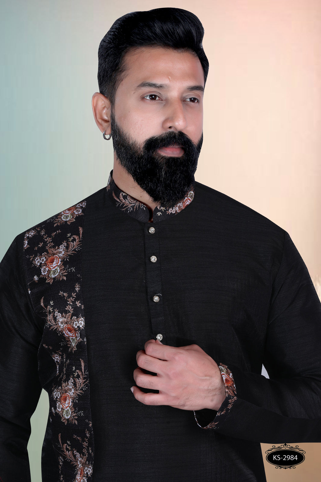 BLACK HUE KURTA WITH DESIGNER PATTA FOR EVERY ETHNIC WEAR