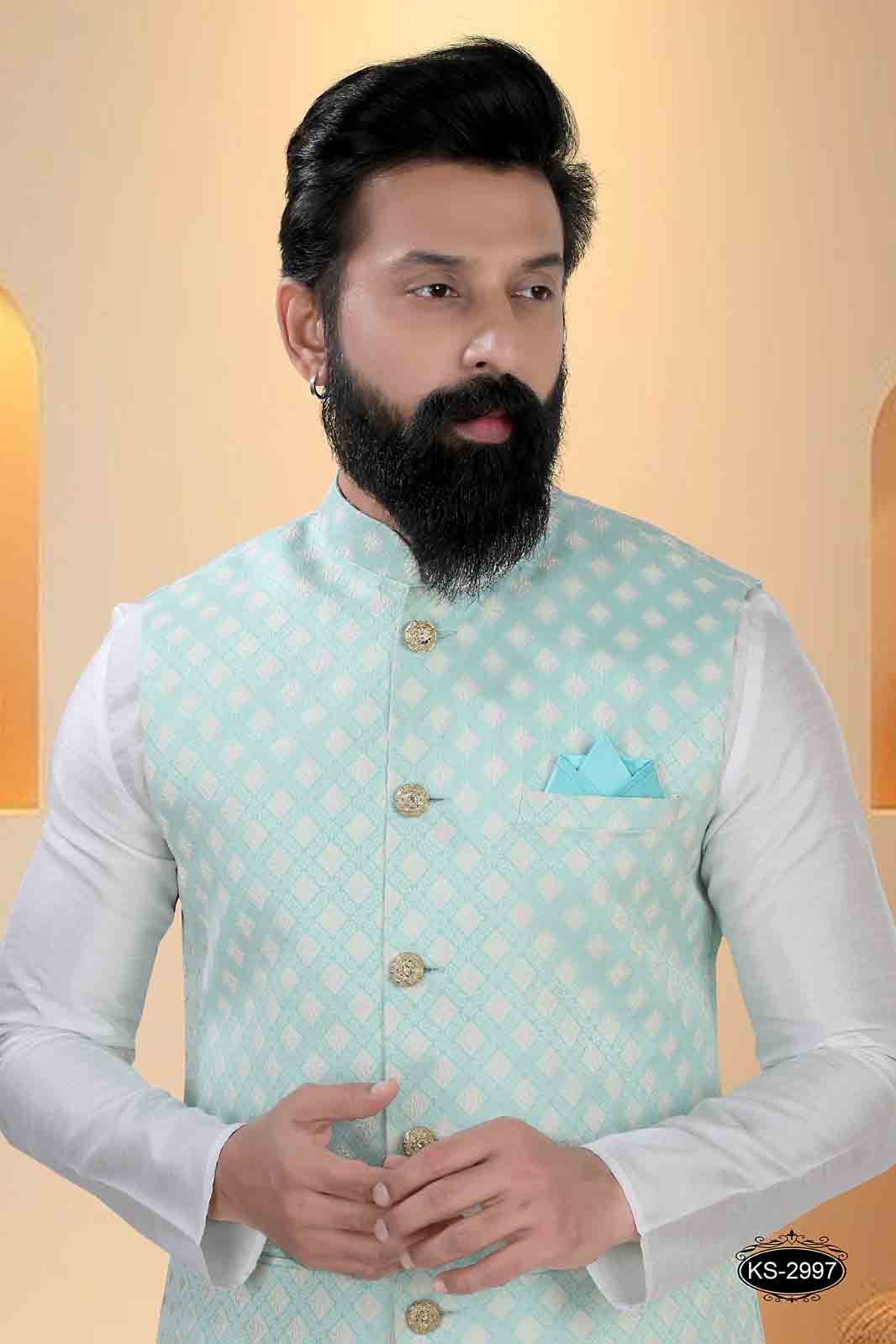 BLUISH-GREEN TONE ONLY JACKET FOR EVERY OCCASIONAL EVE