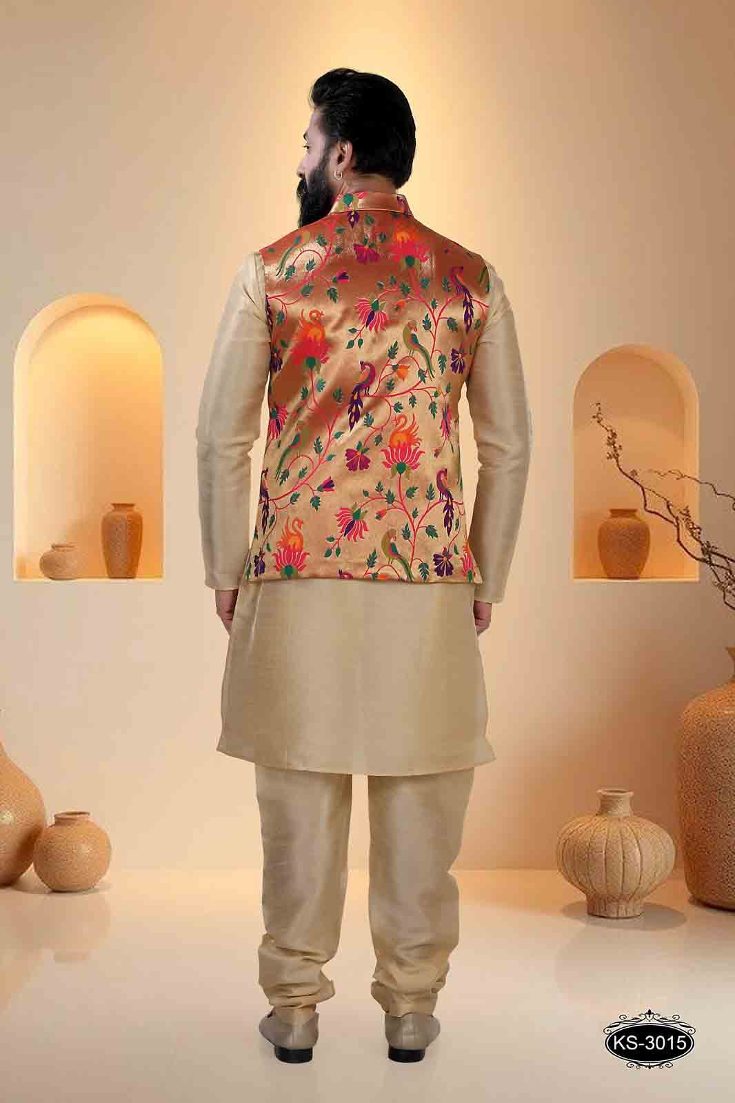 GOLD-BASE ( MULTI-TONE ) TRADITIONAL JACKET SET FOR EVERY TRADITIONAL EVE
