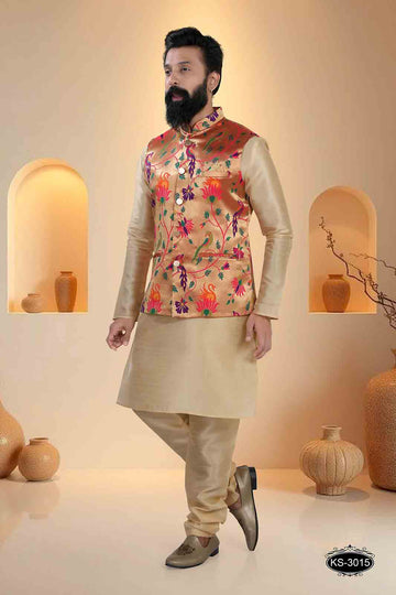 GOLD-BASE ( MULTI-TONE ) TRADITIONAL JACKET SET FOR EVERY TRADITIONAL EVE