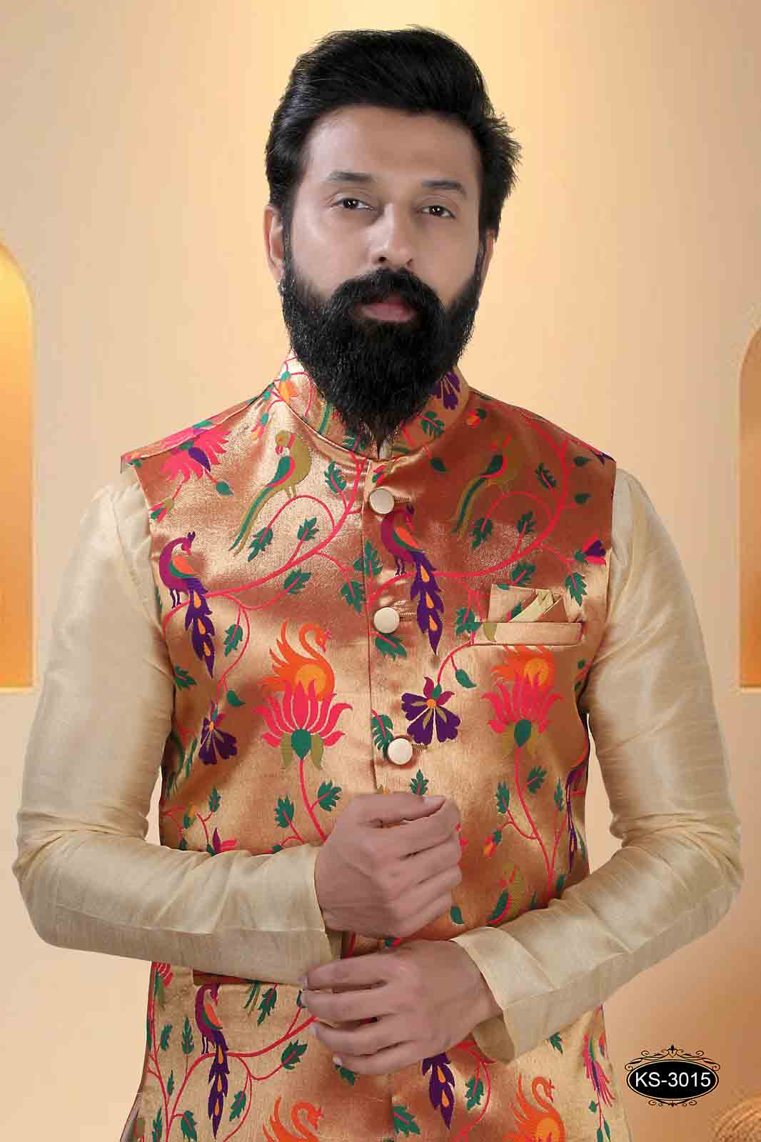 GOLD-BASE ( MULTI-TONE ) TRADITIONAL JACKET SET FOR EVERY TRADITIONAL EVE