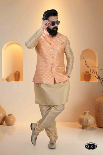 ORANGE TONE UNIQUE STYLE JACKET SET FOR EVERY OCCASIONAL EVE