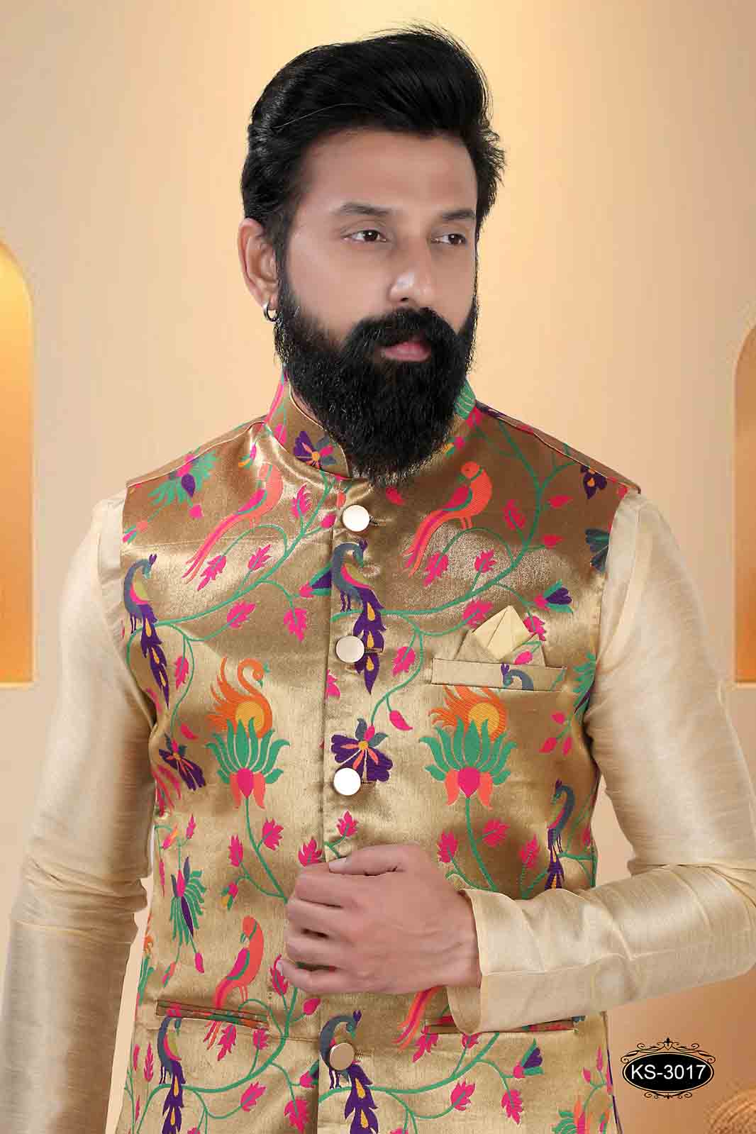 GOLD-BASE ( MULTI-TONE ) TRADITIONAL JACKET SET FOR EVERY TRADITIONAL EVE