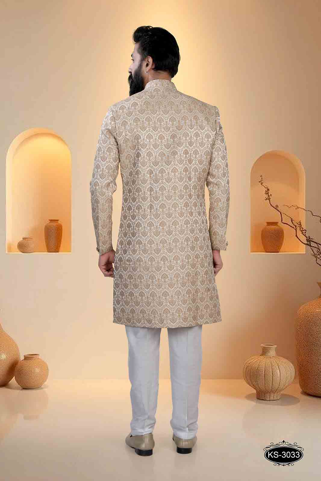 INDO-WESTERN SET IN ORANGE HUE WITH UNIQUE PATTERN