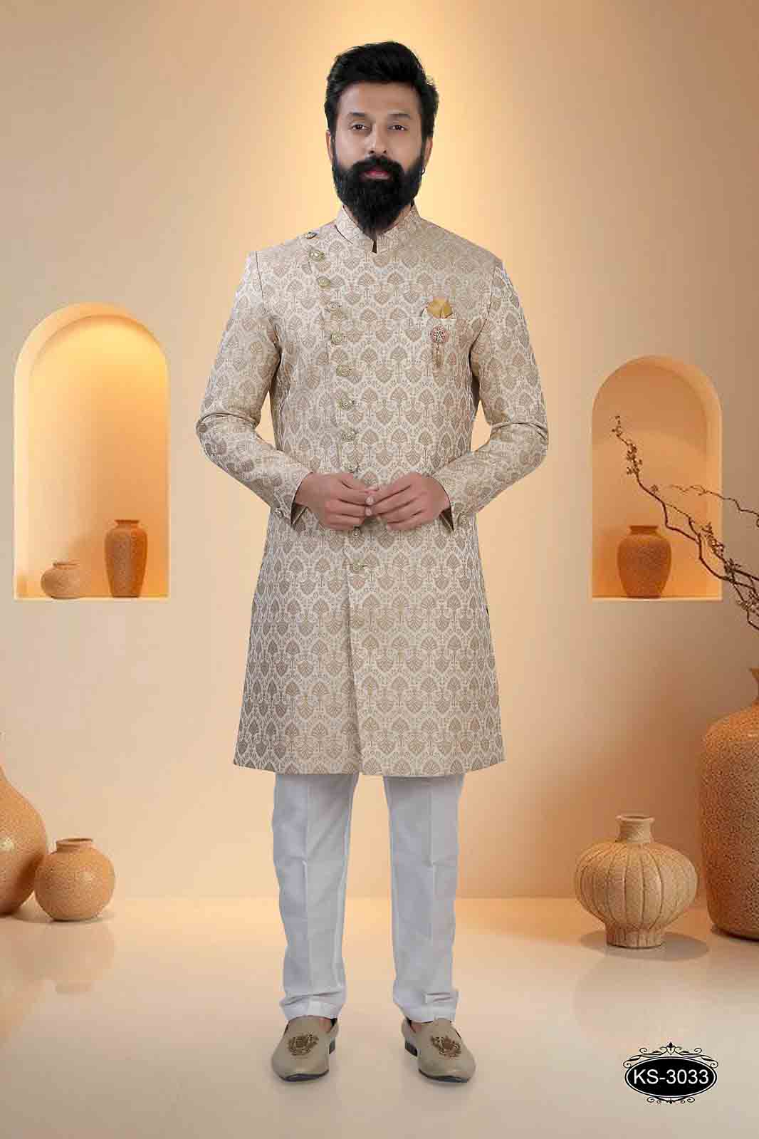 INDO-WESTERN SET IN ORANGE HUE WITH UNIQUE PATTERN